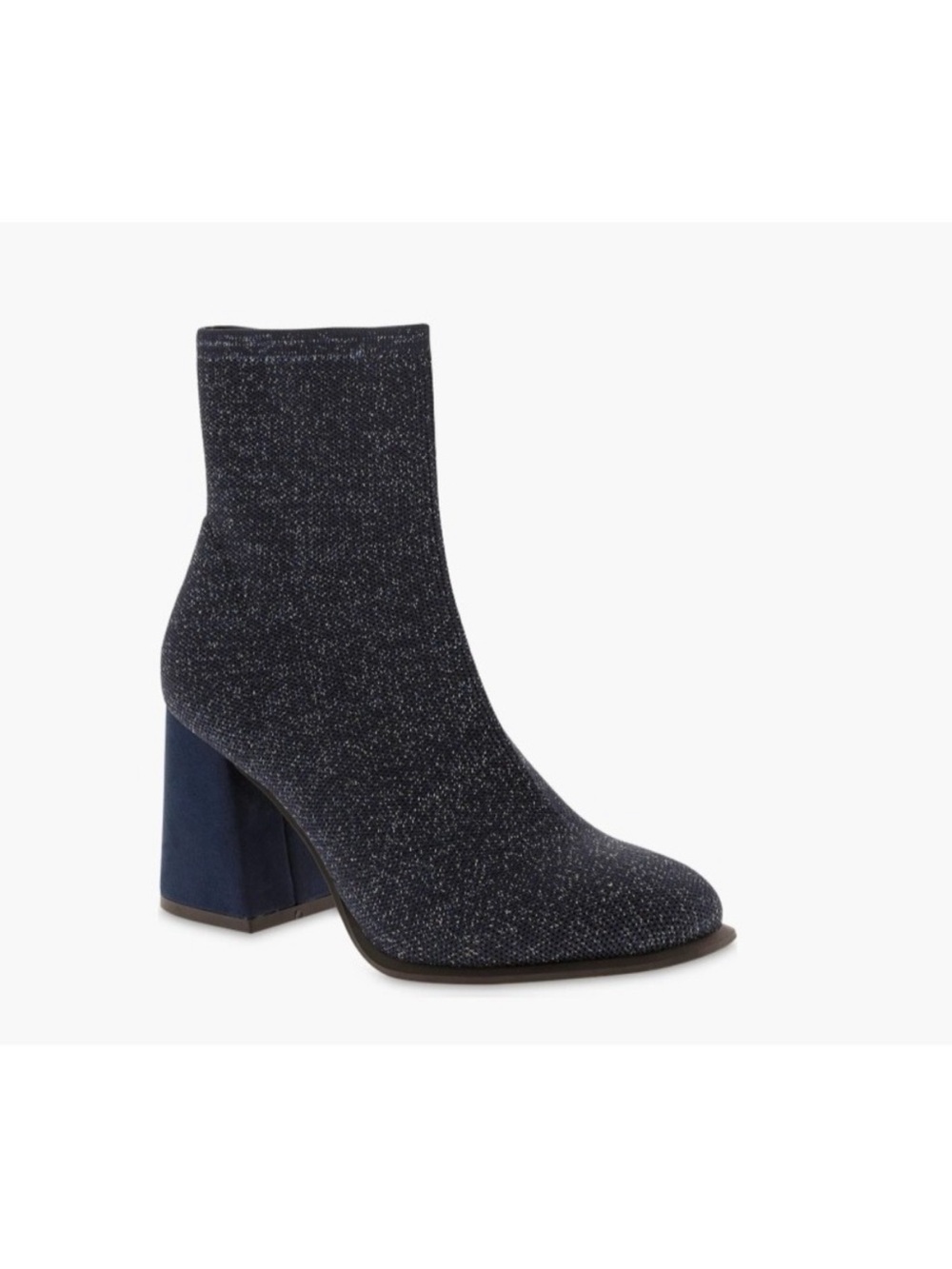 MIA Black Sparkle Knit Block Heel Booties Size 8.5